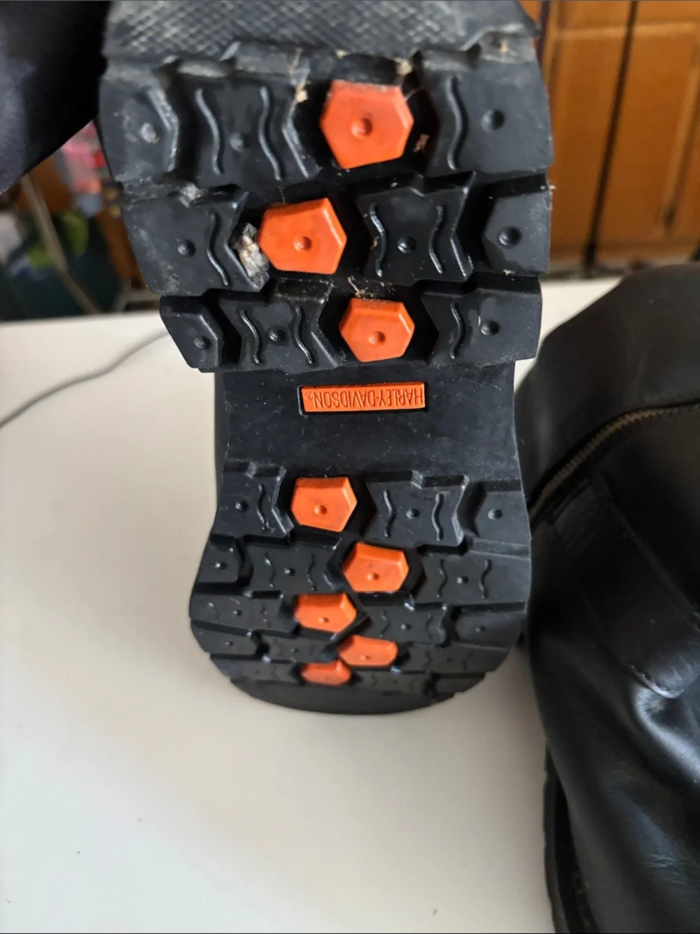 Harley-Davidson Black Leather Engineer Boots with Silver Buckles, steel toe